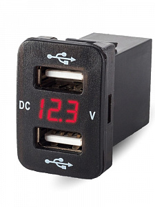 Розетка питания. Разъем в авто врезной на 2USB гнезда 12-24В TDS TS-CAU47